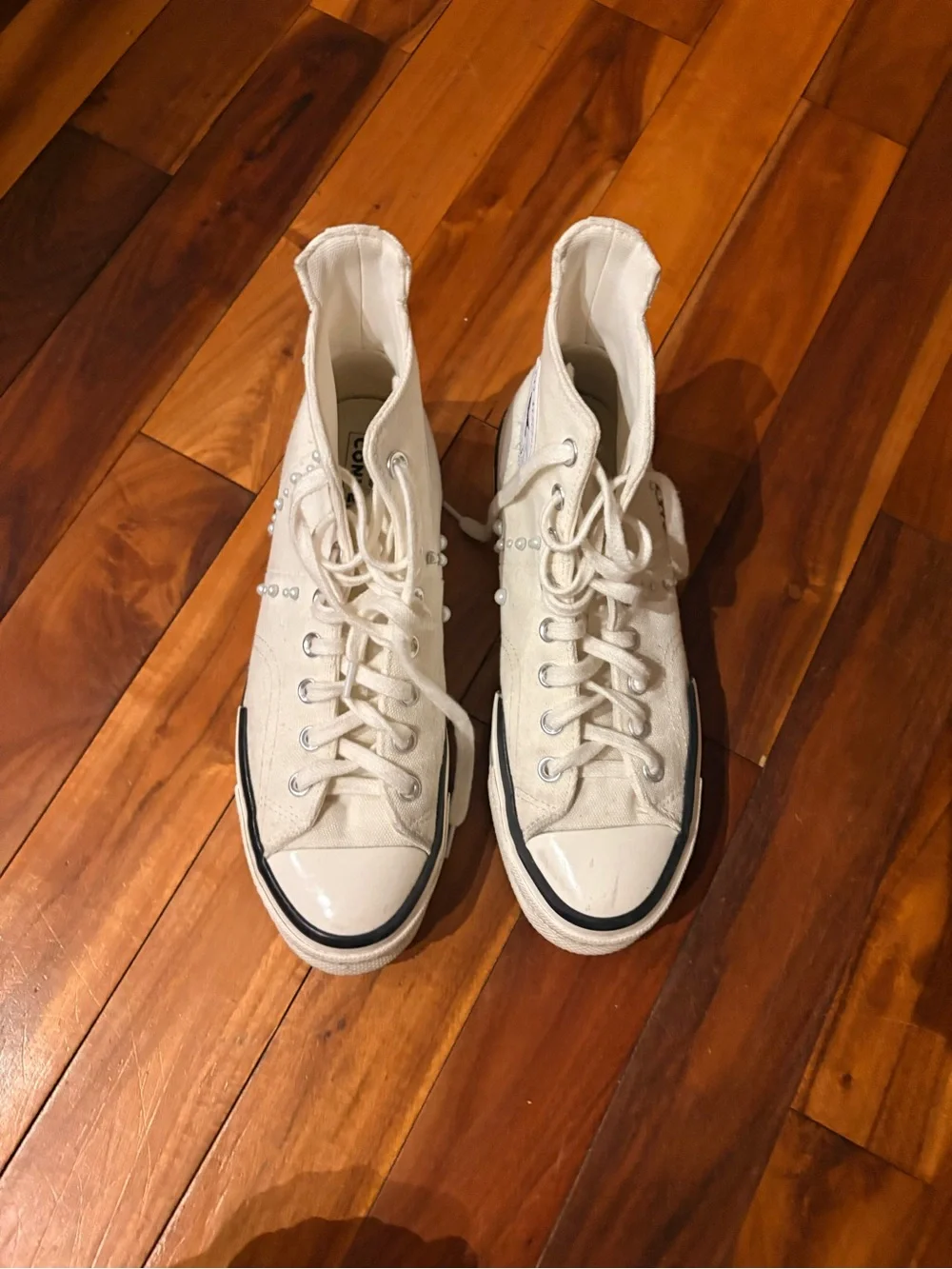 White High-Top Platform Canvas Sneakers